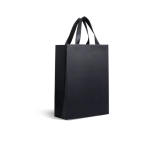 Bolsa de papel premium en acabado mate con asas de tela resistente 7kg color negro vista 1