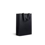 Bolsa de papel premium en acabado mate con asas de tela resistente 7kg color negro vista 2