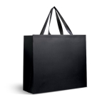 Bolsa de papel premium mate con fuelle y asas de tela resistente 9kg color negro vista 1