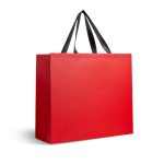 Bolsa de papel premium mate con fuelle y asas de tela resistente 9kg color rojo vista 1