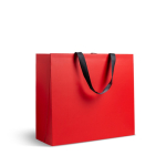 Bolsa de papel premium mate con fuelle y asas de tela resistente 9kg color rojo vista 2