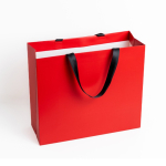 Bolsa de papel premium mate con fuelle y asas de tela resistente 9kg color rojo vista 3