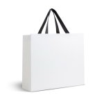 Bolsa de papel premium mate con fuelle y asas de tela resistente 9kg color blanco vista 1