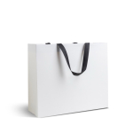 Bolsa de papel premium mate con fuelle y asas de tela resistente 9kg color blanco vista 2