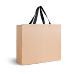 Bolsa de papel premium mate con fuelle y asas de tela resistente 9kg color beige vista 1