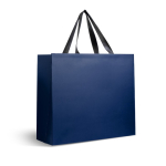 Bolsa de papel premium mate con fuelle y asas de tela resistente 9kg color azul marino vista 1