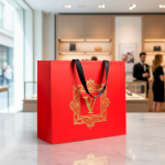 Bolsa de papel premium mate con fuelle y asas de tela resistente 9kg vista 1