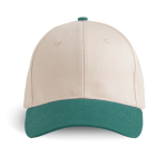 Gorra deportiva bicolor estructurada en 6 paneles de algodón 250 g/m2 color verde oscuro