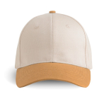 Gorra deportiva bicolor estructurada en 6 paneles de algodón 250 g/m2 color marrón claro
