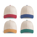 Gorra deportiva bicolor estructurada en 6 paneles de algodón 250 g/m2 vista con varios colores