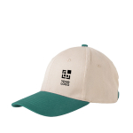 Gorra deportiva bicolor estructurada en 6 paneles de algodón 250 g/m2 vista de impresión