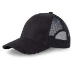 Gorra trucker de 5 paneles con cierre snapback y visera curva 250 g/m2 color negro vista 2