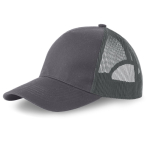 Gorra trucker de 5 paneles con cierre snapback y visera curva 250 g/m2 color gris oscuro vista 2