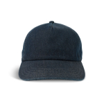 Gorra de béisbol denim ecológica de 5 paneles con cierre hebilla color azul oscuro vista 1