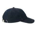 Gorra de béisbol denim ecológica de 5 paneles con cierre hebilla color azul oscuro vista 2