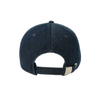 Gorra de béisbol denim ecológica de 5 paneles con cierre hebilla color azul oscuro vista detalle 2