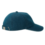 Gorra de béisbol denim ecológica de 5 paneles con cierre hebilla color azul vaquero vista 2