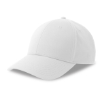 Gorra de béisbol con poliéster ecológico, 6 paneles y cierre de velcro color blanco