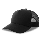 Gorra trucker de poliéster reciclado con 5 paneles y malla trasera color negro vista 11