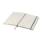 Libreta de formato grande con cierre elástico Moleskine hojas a rayas color azul grisáceo cuarta vista