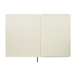 Libreta tapa blanda y cierre elástico Moleskine Classic hojas a rayas color negro tercera vista trasera