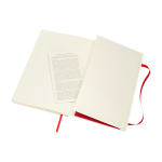 Libreta con nota ”en caso de pérdida” Moleskine Classic hojas a rayas color rojo oscuro tercera vista trasera