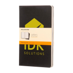 Cuaderno tapa cartón y bolsillo interno Moleskine Cahier hojas a rayas color negro vista impresión serigrafía