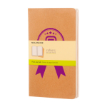 Libreta cartón costuras en lomo Moleskine Cahier Journal hojas lisas color marrón vista impresión serigrafía