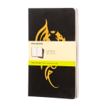 Libreta cartón costuras en lomo Moleskine Cahier Journal hojas lisas color negro vista impresión serigrafía