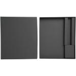 Set de regalo con libreta de tapa dura y bolígrafo de tinta negra color negro segunda vista frontal