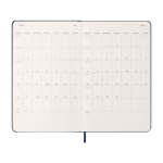 Agenda de papel cuero con vista diaria y tapa dura Moleskine color azul tercera vista