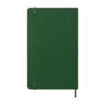 Agenda de papel cuero con vista diaria y tapa dura Moleskine color verde segunda vista trasera