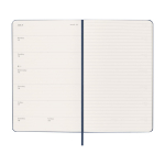 Agenda semanal para 12 meses de papel cuero con tapa dura Molskine color azul cuarta vista