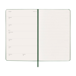 Agenda semanal para 12 meses de papel cuero con tapa dura Molskine color verde cuarta vista