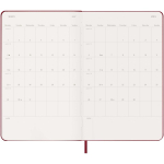 Agenda semanal para 12 meses de papel cuero con tapa dura Molskine color rojo oscuro cuarta vista