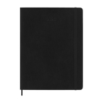 Agenda semanal grande de papel cuero con tapa blanda Moleskine color negro segunda vista frontal