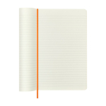 Libreta XL con tapa blanda vegana Moleskine Vegea Capri hojas a rayas color naranja tercera vista
