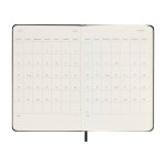Agenda diaria de bolsillo con tapa dura y bolsillo interior Moleskine color negro tercera vista