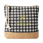 Neceser de algodón reciclado y yute con diseño cuadriculado 220g/m² color negro tercera vista