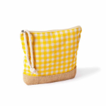 Neceser de algodón reciclado y yute con diseño cuadriculado 220g/m² color amarillo primera vista
