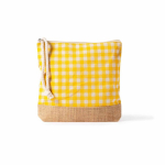 Neceser de algodón reciclado y yute con diseño cuadriculado 220g/m² color amarillo