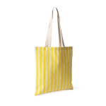 Bolsa de algodón reciclado con asas largas y diseño rayado 180g/m² color amarillo primera vista