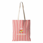 Bolsa de algodón reciclado con asas largas y diseño rayado 180g/m² color coral tercera vista