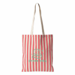 Bolsa de algodón reciclado con asas largas y diseño rayado 180g/m² color coral cuarta vista