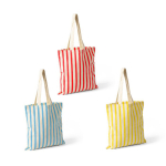 Bolsa de algodón reciclado con asas largas y diseño rayado 180g/m² color coral quinta vista