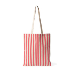 Bolsa de algodón reciclado con asas largas y diseño rayado 180g/m² color coral