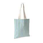 Bolsa de algodón reciclado con asas largas y diseño rayado 180g/m² color azul pastel primera vista