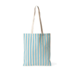 Bolsa de algodón reciclado con asas largas y diseño rayado 180g/m² color azul pastel
