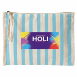 Neceser de algodón reciclado con tirador tipo pulsera 180g/m² color azul pastel tercera vista