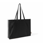 Bolsa oversize de algodón reciclado con fuelle y asas largas 220g/m² color negro primera vista